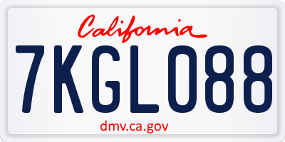 CA license plate 7KGL088