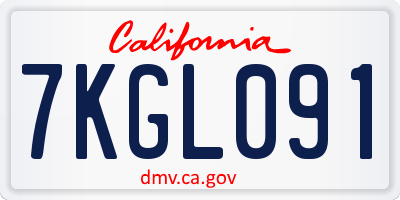 CA license plate 7KGL091