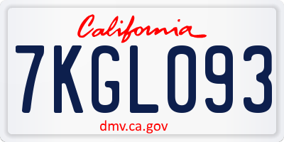 CA license plate 7KGL093