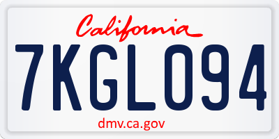 CA license plate 7KGL094