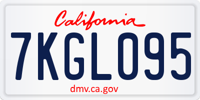 CA license plate 7KGL095