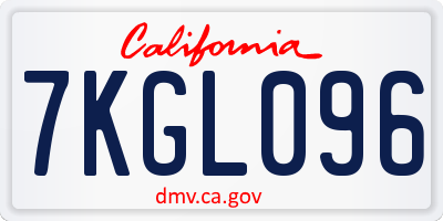 CA license plate 7KGL096