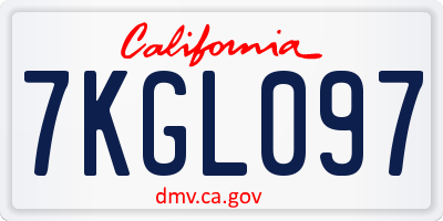 CA license plate 7KGL097
