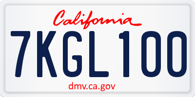 CA license plate 7KGL100