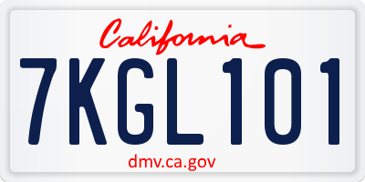 CA license plate 7KGL101