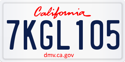 CA license plate 7KGL105