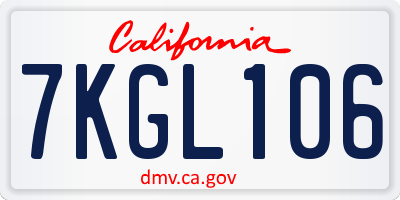 CA license plate 7KGL106