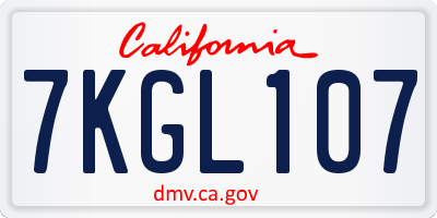 CA license plate 7KGL107