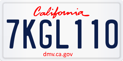 CA license plate 7KGL110