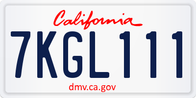 CA license plate 7KGL111