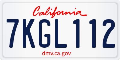 CA license plate 7KGL112