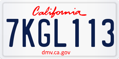 CA license plate 7KGL113