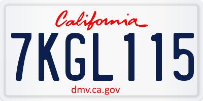 CA license plate 7KGL115