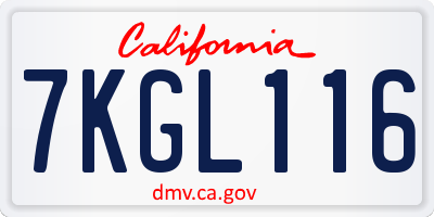 CA license plate 7KGL116