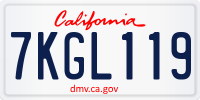 CA license plate 7KGL119