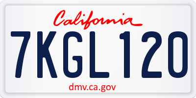 CA license plate 7KGL120