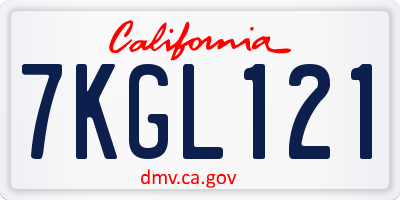 CA license plate 7KGL121