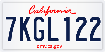 CA license plate 7KGL122