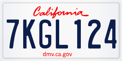 CA license plate 7KGL124