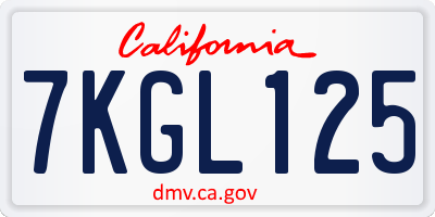 CA license plate 7KGL125