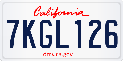 CA license plate 7KGL126
