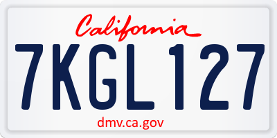 CA license plate 7KGL127