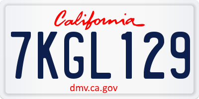 CA license plate 7KGL129