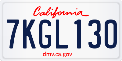 CA license plate 7KGL130