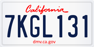 CA license plate 7KGL131