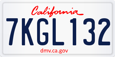 CA license plate 7KGL132