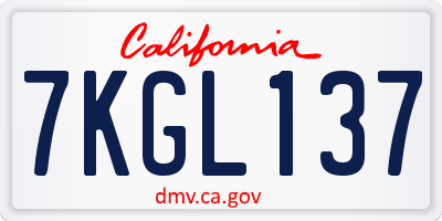 CA license plate 7KGL137