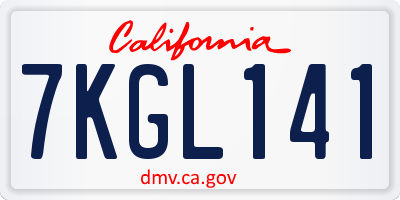 CA license plate 7KGL141