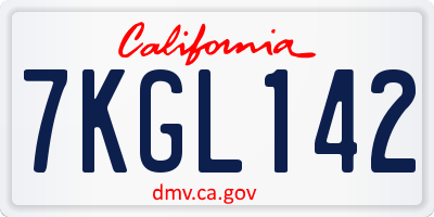 CA license plate 7KGL142