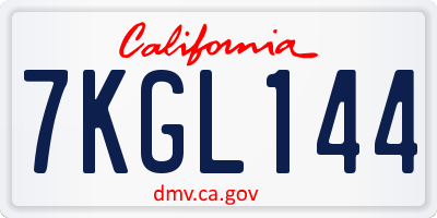 CA license plate 7KGL144