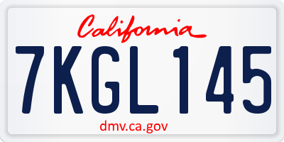 CA license plate 7KGL145
