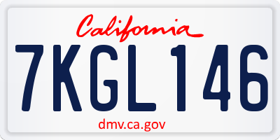 CA license plate 7KGL146
