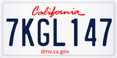 CA license plate 7KGL147