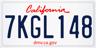 CA license plate 7KGL148