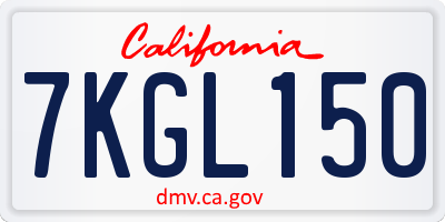 CA license plate 7KGL150
