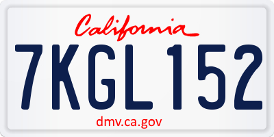 CA license plate 7KGL152