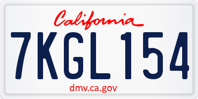CA license plate 7KGL154