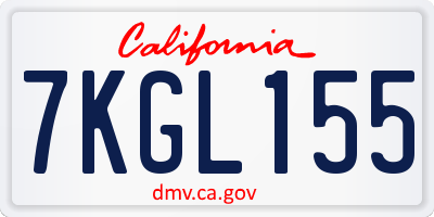 CA license plate 7KGL155
