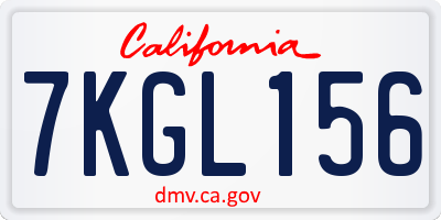 CA license plate 7KGL156