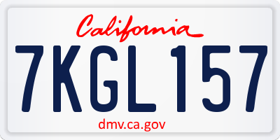 CA license plate 7KGL157