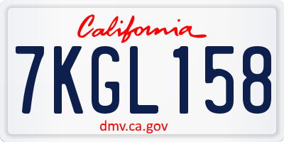 CA license plate 7KGL158