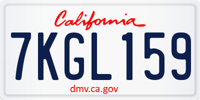 CA license plate 7KGL159