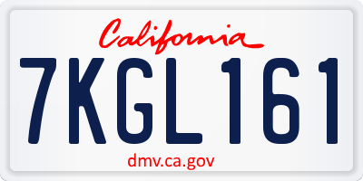 CA license plate 7KGL161