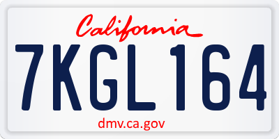 CA license plate 7KGL164