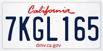 CA license plate 7KGL165