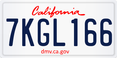 CA license plate 7KGL166